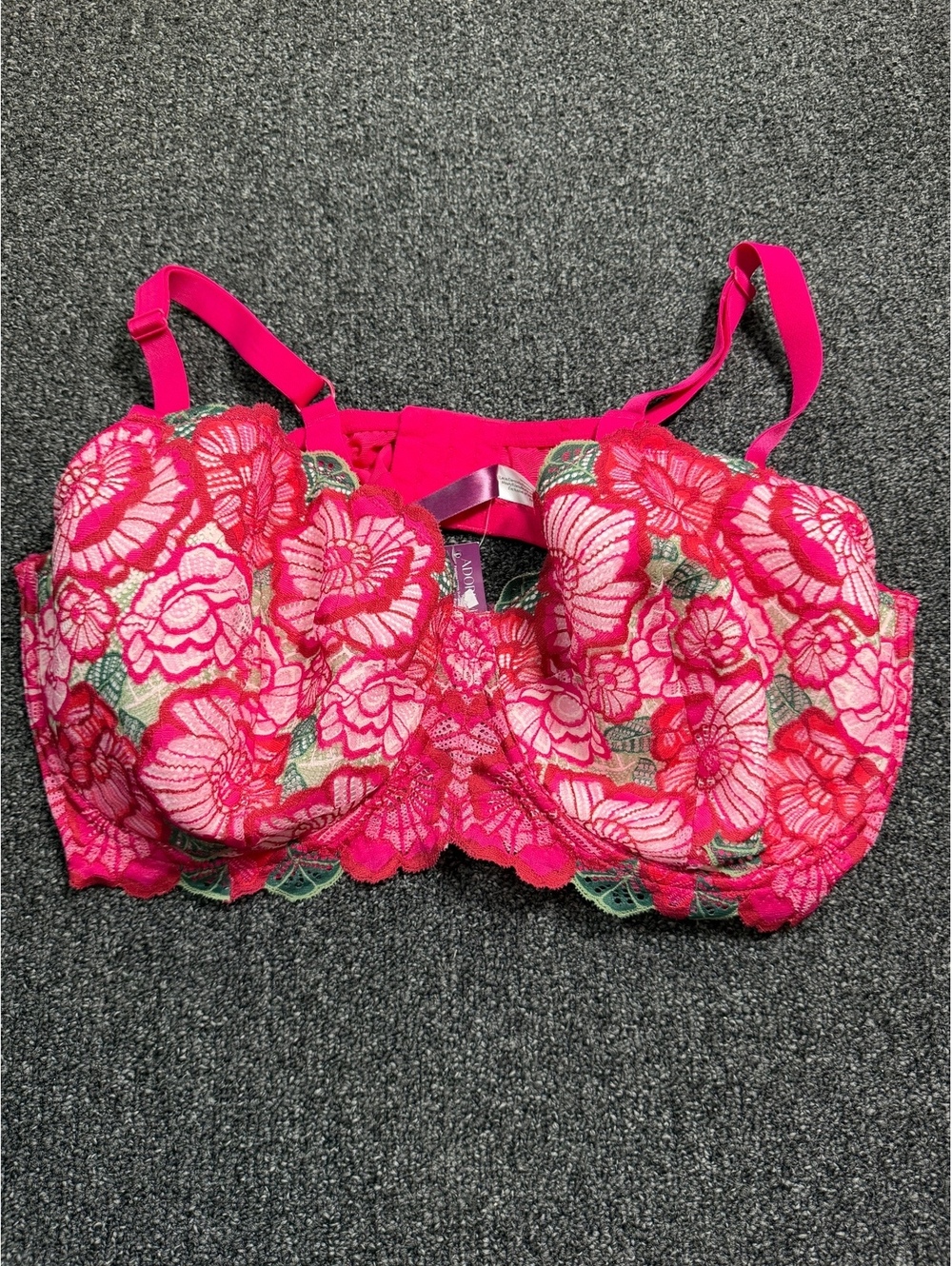 NWT 46DDD Adore Me Pink Floral Lace Underwire Bra